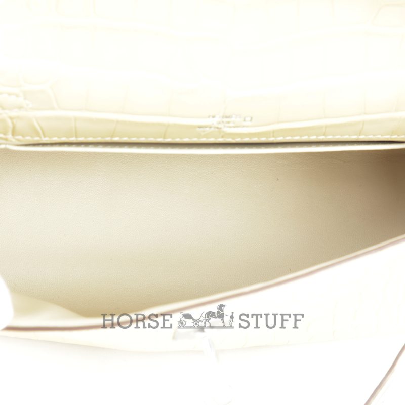 Hermès Kelly Pochette Clutch Vanilla Matte Crocodile Alligator PHW