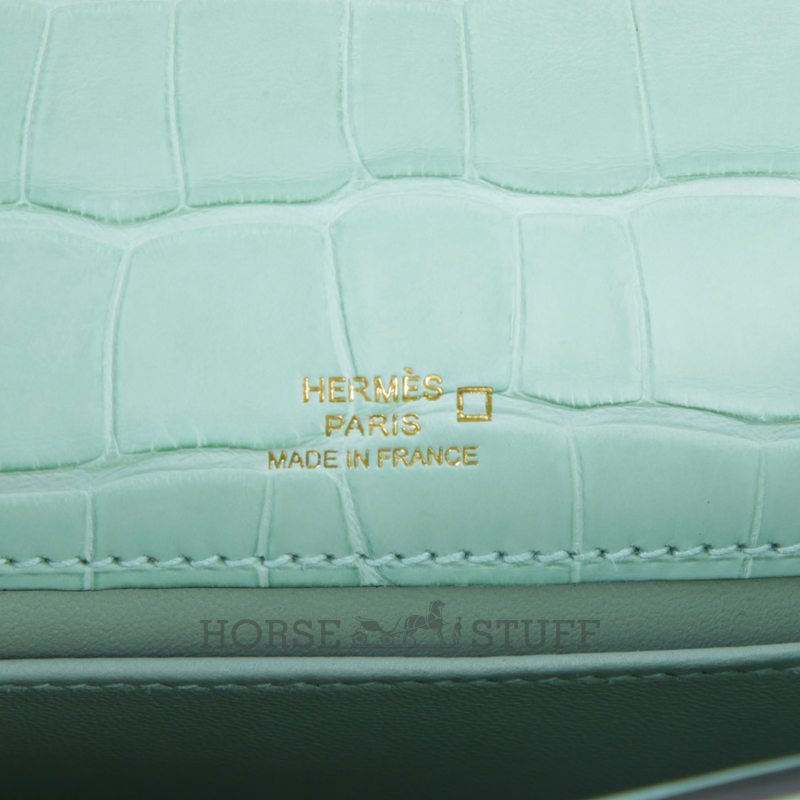 Hermès Kelly Pochette Clutch Vert d'Eau Matte Crocodile Alligator GHW