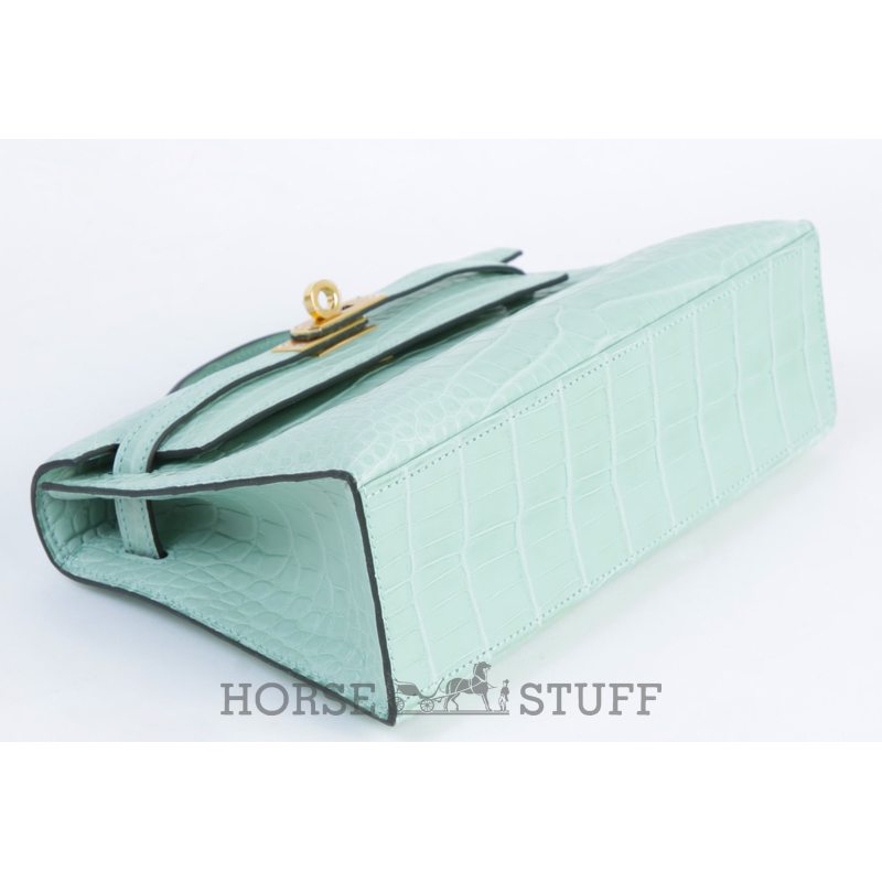 Hermès Kelly Pochette Clutch Vert d'Eau Matte Crocodile Alligator GHW