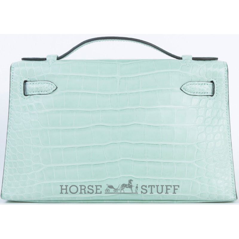 Hermès Kelly Pochette Clutch Vert d'Eau Matte Crocodile Alligator GHW