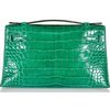 Hermes Kelly Pochette Clutch Vert Emerald Lisse Crocodile Alligator GHW
