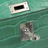 Hermes Kelly Pochette Clutch Vert Jade Lisse Crocodile Alligator PHW