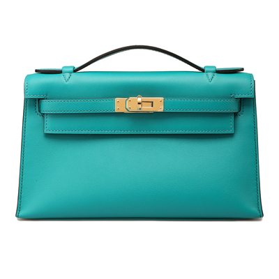 Hermès Kelly Pochette Clutch Blue Paon Swift GHW