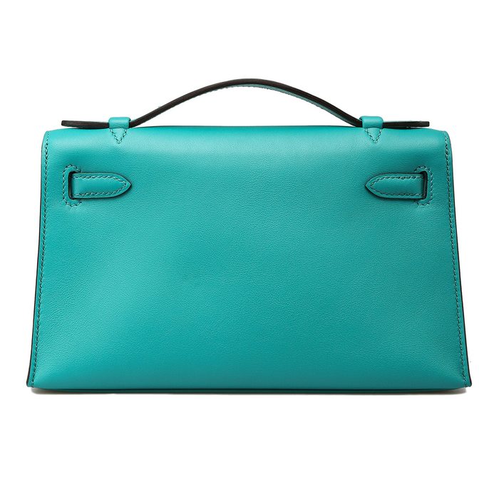 Kelly Cut Clutch Swift Calfskin Bleu France GHW