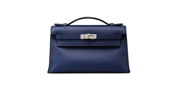 Hermès Kelly Pochette Clutch Blue Paon Swift GHW from 100
