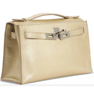 Hermès Kelly Pochette Exceptional Super Rare Dore ( Metallic Gold ) Chèvre Mysore PHW