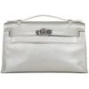 Hermès Kelly Pochette Exceptional Super Rare Metallic Silver Chèvre Mysore PHW