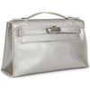 Hermès Kelly Pochette Exceptional Super Rare Metallic Silver Chèvre Mysore PHW