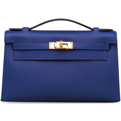 Hermès Kelly Pochette Clutch Blue Electrique Epsom GHW