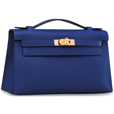 Hermès Kelly Pochette Clutch Blue Electrique Epsom GHW