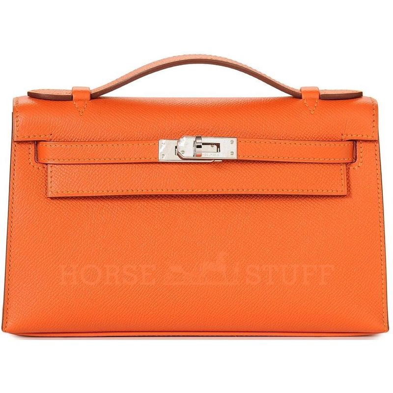 Hermès Kelly Pochette Clutch Feu Epsom PHW