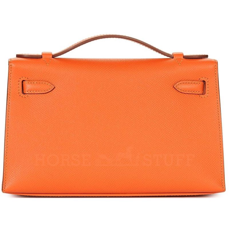 Hermès Kelly Pochette Clutch Feu Epsom PHW