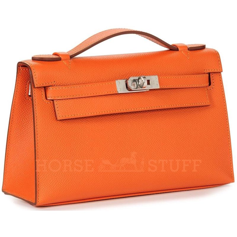 Hermès Kelly Pochette Clutch Feu Epsom PHW