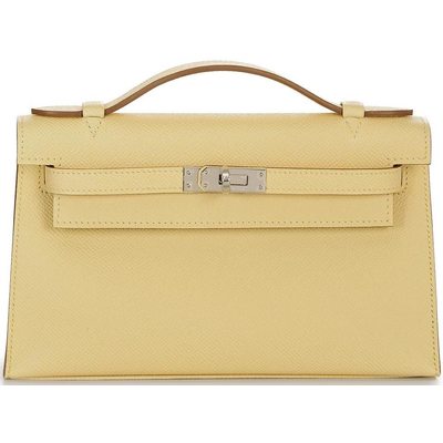 Hermès Kelly Pochette Clutch Jaune Poussin Epsom PHW