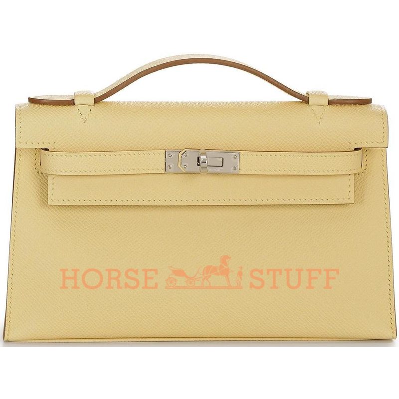 Hermès Kelly Pochette Clutch Jaune Poussin Epsom PHW