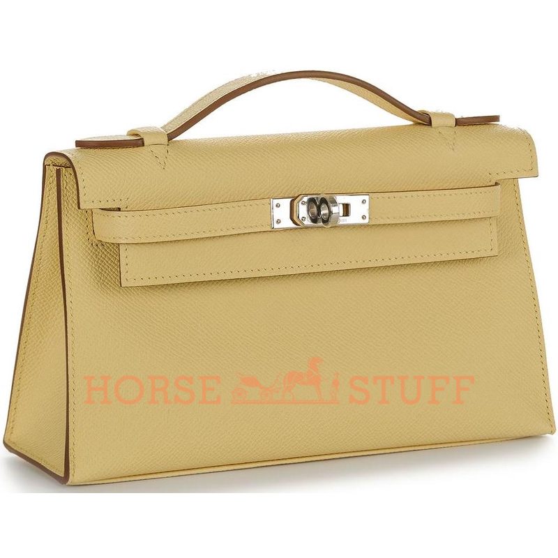 Hermès Kelly Pochette Clutch Jaune Poussin Epsom PHW