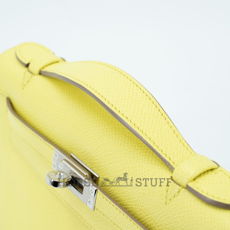 Hermès Kelly Pochette Clutch Lime Epsom PHW