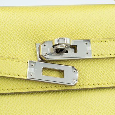 Hermès Kelly Pochette Clutch Lime Epsom PHW