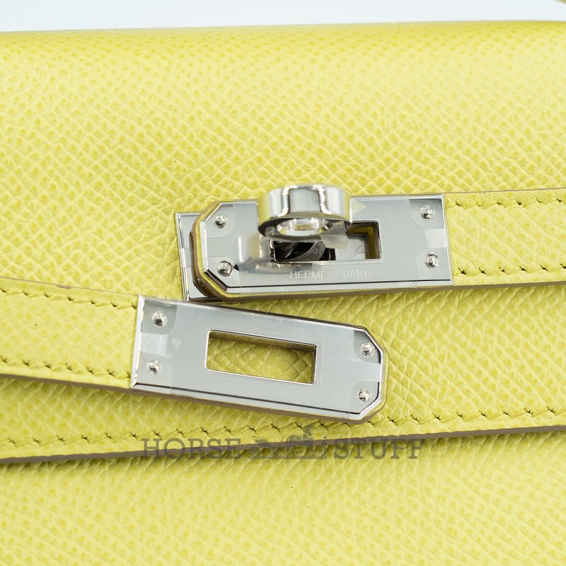 Hermès Kelly Pochette Clutch Lime Epsom PHW