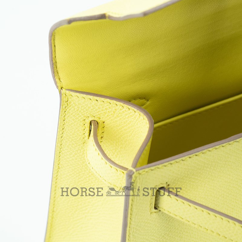 Hermès Kelly Pochette Clutch Lime Epsom PHW