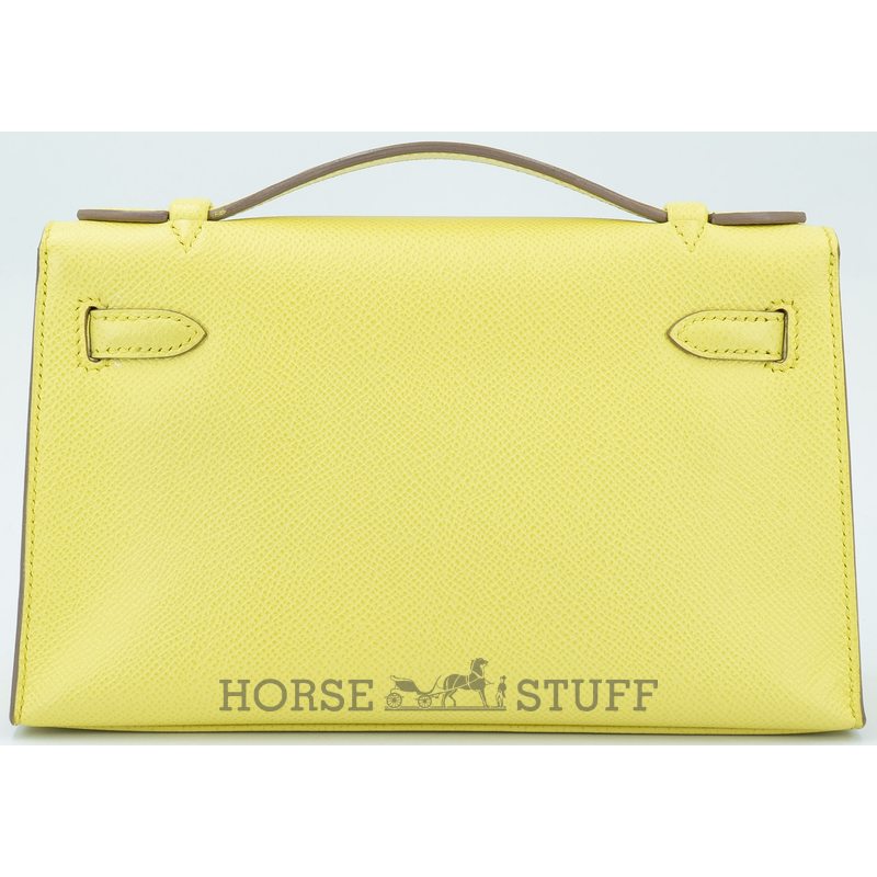 Hermès Kelly Pochette Clutch Lime Epsom PHW
