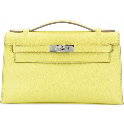 Hermès Kelly Pochette Clutch Lime Epsom PHW