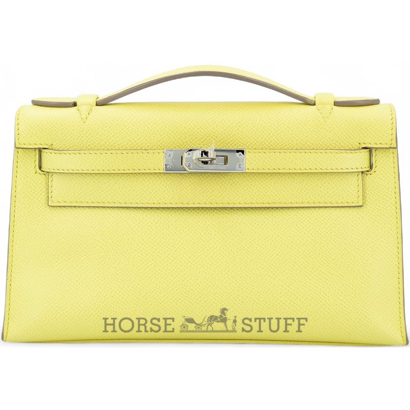 Hermès Kelly Pochette Clutch Lime Epsom PHW