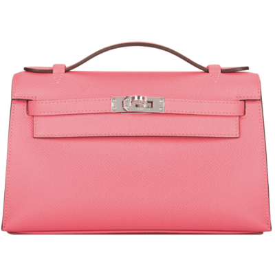 Hermès Kelly Pochette Clutch Rose Azalee Epsom PHW