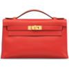 Hermès Kelly Pochette Clutch Rouge Pivoine Epsom GHW