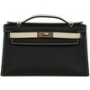 Hermès Kelly Pochette Clutch Special Order HSS Black / Beton Swift Permabrass