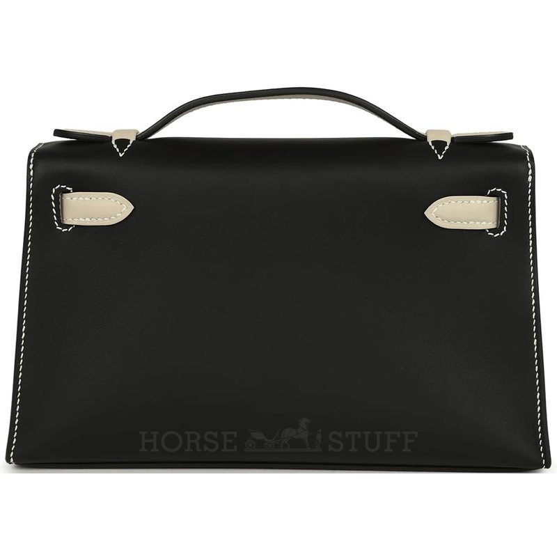 Hermès Kelly Pochette Clutch Special Order HSS Black / Beton Swift Permabrass
