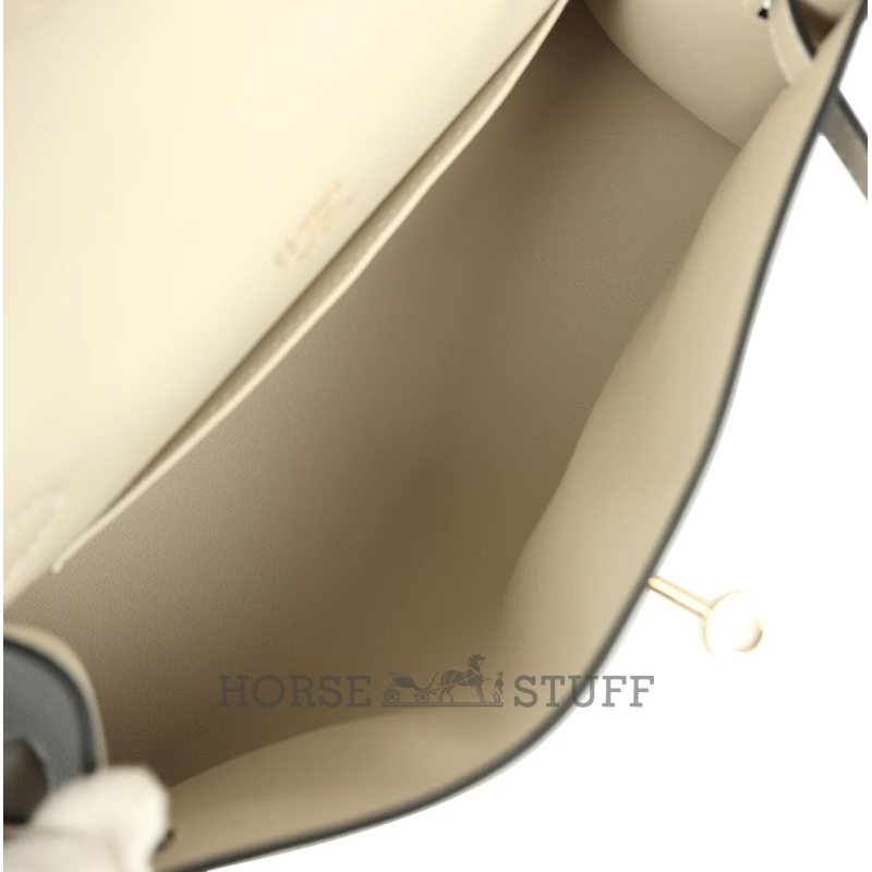 Hermès Kelly Pochette Clutch Special Order HSS Black / Beton Swift Permabrass