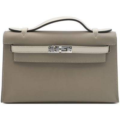 Hermès Kelly Pochette Clutch Special Order HSS Gris Asphalt / Beton Swift PHW