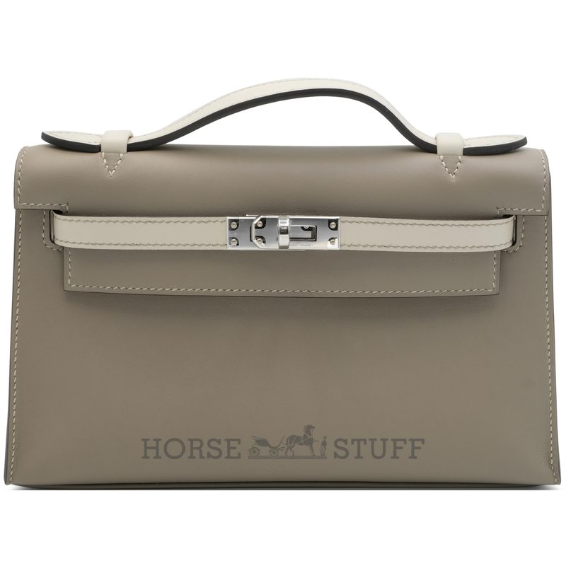 Hermès Kelly Pochette Clutch Special Order HSS Gris Asphalt / Beton Swift PHW