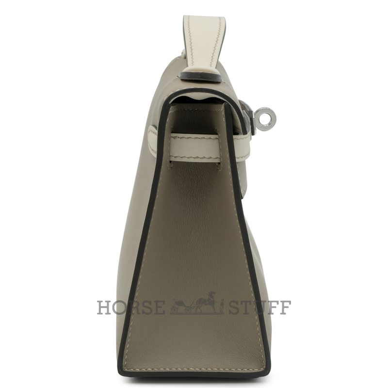 Hermès Kelly Pochette Clutch Special Order HSS Gris Asphalt / Beton Swift PHW