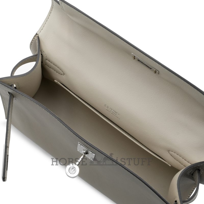 Hermès Kelly Pochette Clutch Special Order HSS Gris Asphalt / Beton Swift PHW