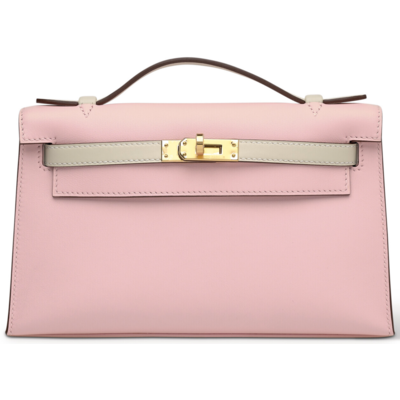 Hermès Kelly Pochette Clutch Special Order HSS Rose Sakura / Nata Swift GHW