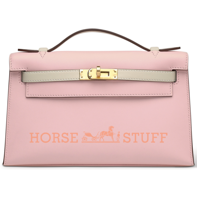 Hermès Kelly Pochette Clutch Special Order HSS Rose Sakura / Nata Swift GHW