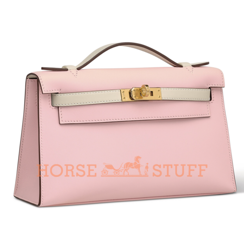 Hermès Kelly Pochette Clutch Special Order HSS Rose Sakura / Nata Swift GHW