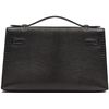 Hermès Kelly Pochette Clutch Black Shiny Niloticus Lizard PHW