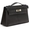 Hermès Kelly Pochette Clutch Black Shiny Niloticus Lizard PHW