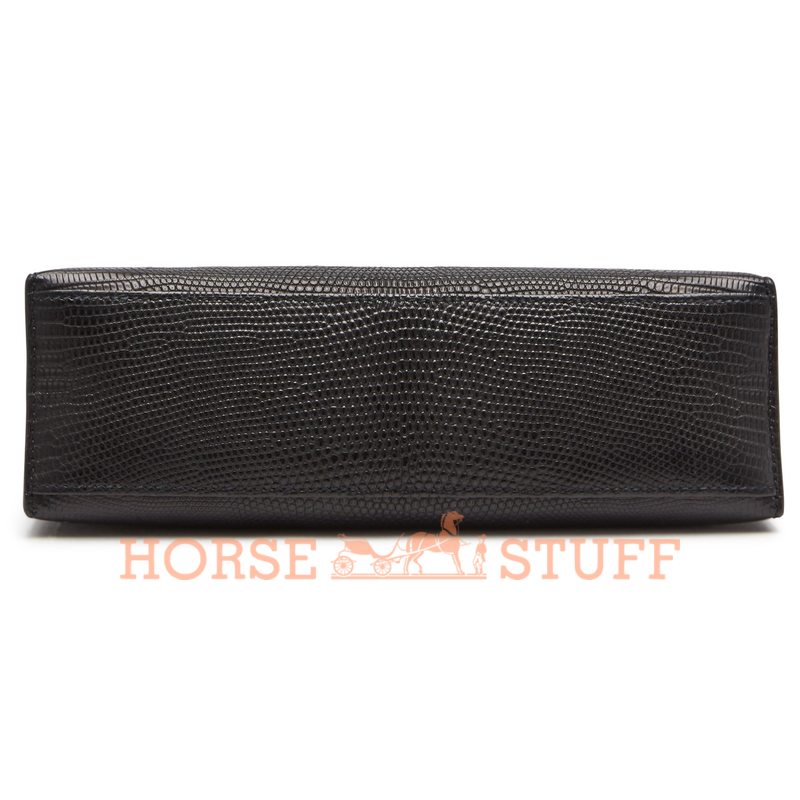 Hermès Kelly Pochette Clutch Black Shiny Niloticus Lizard PHW