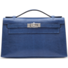 Hermès Kelly Pochette Clutch Blue Sapphire Shiny Niloticus Lizard PHW