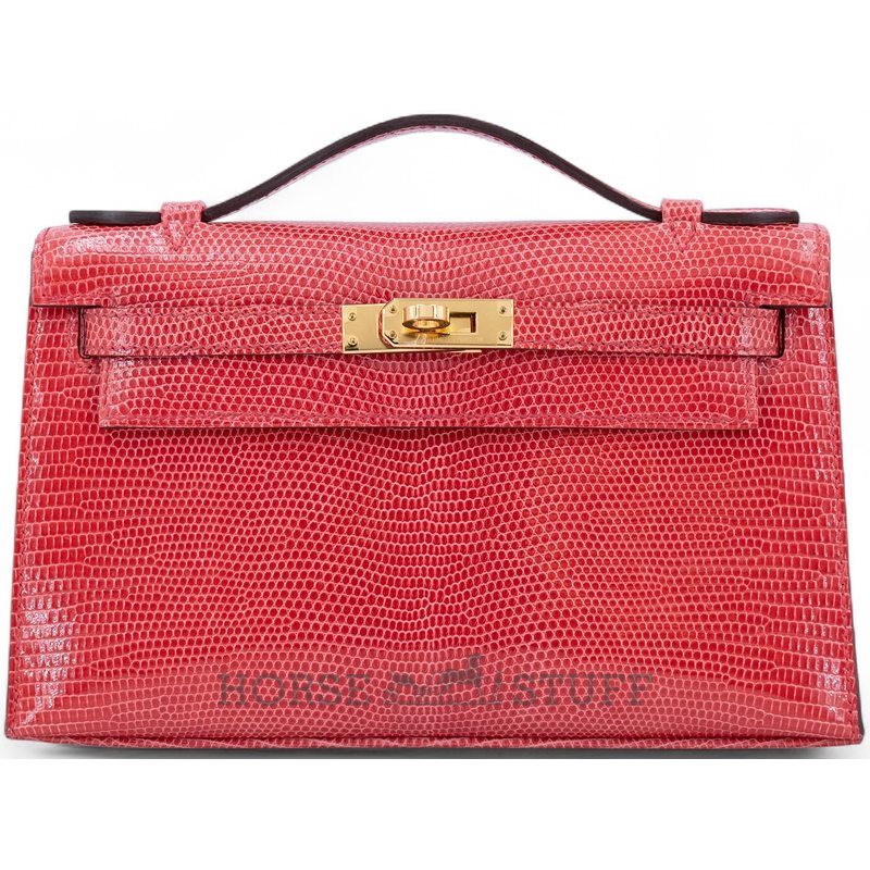 Hermès Kelly Pochette Clutch Bougainvillea Shiny Niloticus Lizard GHW