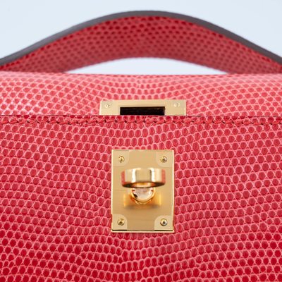 Hermès Kelly Pochette Clutch Bougainvillea Shiny Niloticus Lizard GHW