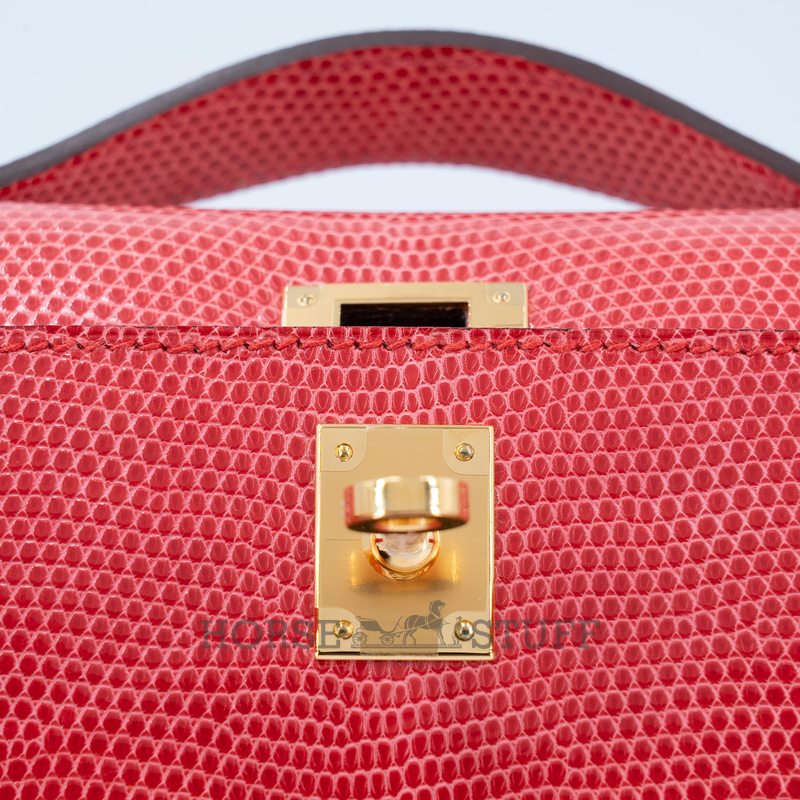 Hermès Kelly Pochette Clutch Bougainvillea Shiny Niloticus Lizard GHW