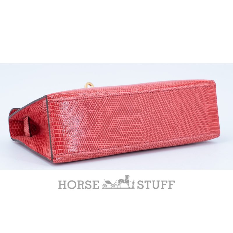 Hermès Kelly Pochette Clutch Bougainvillea Shiny Niloticus Lizard GHW