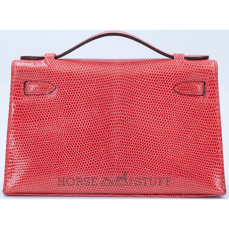Hermès Kelly Pochette Clutch Bougainvillea Shiny Niloticus Lizard GHW