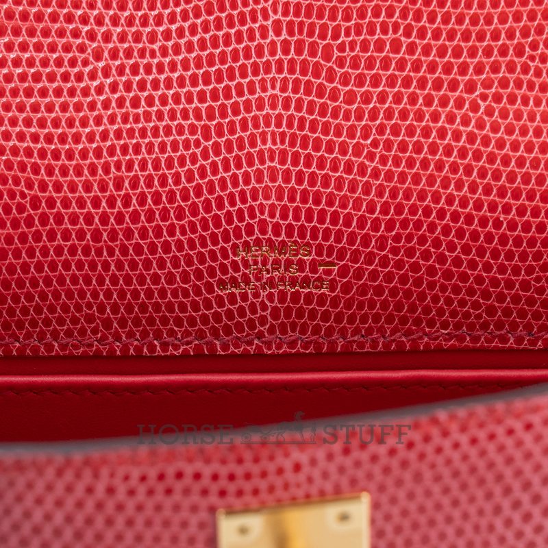 Hermès Kelly Pochette Clutch Bougainvillea Shiny Niloticus Lizard GHW
