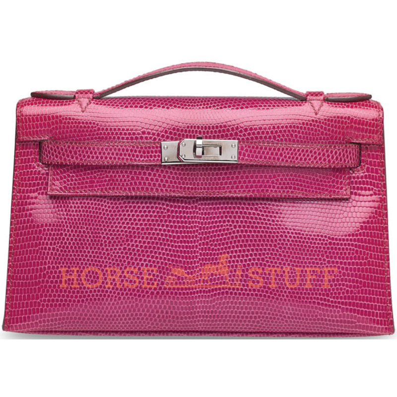 Hermès Kelly Pochette Clutch Fuchsia Shiny Niloticus Lizard PHW